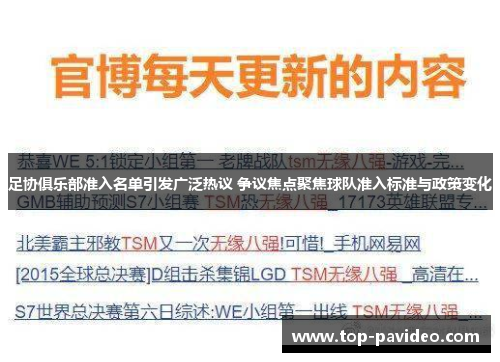 足协俱乐部准入名单引发广泛热议 争议焦点聚焦球队准入标准与政策变化